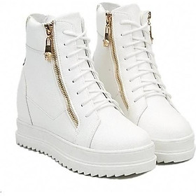 Giày boot nữ cổ cao độn đế cá tính B042T (Trắng)