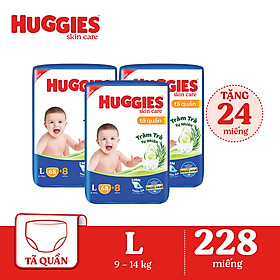 Combo 3 Tã bỉm quần HUGGIES SKINCARE gói SUPER JUMBO size L 68+8 miếng