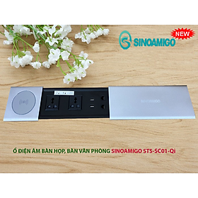 Mua Hộp điện âm bàn nắp trượt cao cấp Sinoamigo STS-SC01-Qi  tích hợp công nghệ sạc không dây cho điện thoại  máy tính bảng