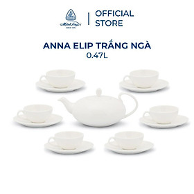 Bộ trà Cao cấp Minh Long elip 0.47 L - Anna - Trắng Ngà