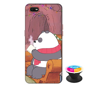 Ốp lưng điện thoại Oppo A1K hình Gấu Bong Uống Trà tặng kèm giá đỡ điện thoại iCase xinh xắn - Hàng chính hãng