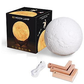 Mua Đèn ngủ mặt trăng 3D CỠ ĐẠI cảm ứng ( chạm  vỗ) đổi màu + đế gỗ