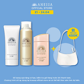 Bộ sản phẩm Kem chống nắng Anessa cho cho da mặt và toàn thân (Mild Milk 60ml + Whitening Gel 90g + Gold Spray 60g)
