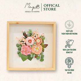 Tranh hoa giấy handmade trang trí cao cấp ROMANCE Love Valley [40x40] cm - Maypaperflower Hoa giấy nghệ thuật