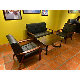 Ghế sofa cafe Juno Sofa cao cấp - Băng dài 1m2, 2 ghế đơn và 01 bàn gỗ