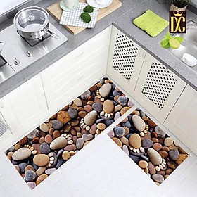 Bộ 2 miếng thảm bếp 3D chống trơn bám sàn hình Chân đá siêu đẹ