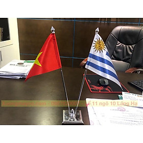 Cờ để bàn inox vuông Việt Nam - Uruguay