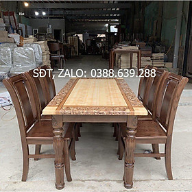 Bàn ghế ăn chân đục - đá nhập khẩu dành cho phòng bếp gia đình
