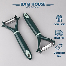 Mua Dao bào 2 lưỡi xanh rêu Bào vỏ Bào sợi Bam House lưỡi thép không gỉ cao cấp BXR04 - Bào vỏ trái cây bào sợi trái cây