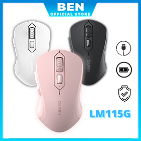 Chuột không dây DAREU LM115G Black - Pink - Hàng Chính Hãng