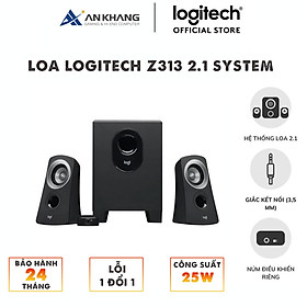 Hình ảnh Loa Logitech Z313 hệ thống âm thanh stereo 2.1, công suất 50W - Hàng Chính Hãng