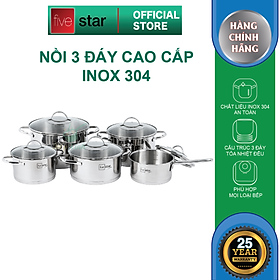 Bộ 5 Nồi 3 Đáy Inox 304 Kiểu Sillic Fivestar FS10CG2