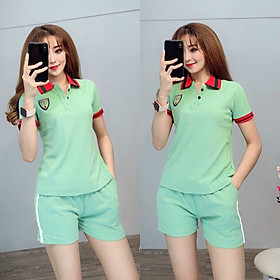 Đồ-bộ-ngắn-thể-thao-nữ-đẹp-thời-trang-phối-viền-cổ-thun-cotton-phom-chuẩn-aloha-style