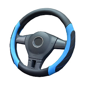 Car Steering Wheel Cover Soft Leather Grip Steering Wheel Non-Slip Cover Universal Fit For Truck, SUV, Cars (Black with