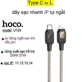 Mua Dây cáp sạc tự ngắt (Type C to L) Hoco U124 sạc nhanh 20W/ 27W cho 11/ 12/ 13/ 14 Pro Max _ Hàng chính hãng