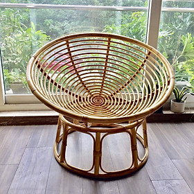 GHẾ MÂY THƯ GIÃN PAPASAN - Ghế màu mây tự nhiên - Đệm màu xanh biển nhạt