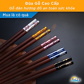 Mua  10 Đôi  Đũa Ăn Cơm Gỗ Đàn Hương Đỏ Cao Cấp Không Mốc Hoa Anh Đào Kiểu Nhật Bản HADU