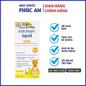 Siro Nature's Way Kids Smart Liquid Zinc 200ml bổ sung kẽm, tăng sức đề kháng cho bé, hỗ trợ tiêu hoá