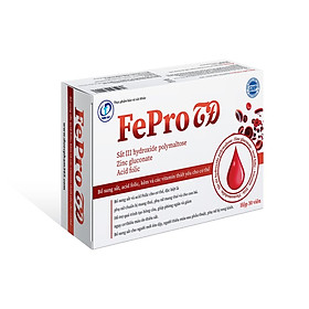 FePro -  Bổ sung sắt, Hỗ trợ quá trình tạo hồng cầu, Giúp phòng ngừa và giảm nguy cơ thiếu máu do thiếu sắt (Hộp 30 viên)