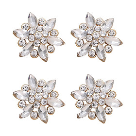 4Pcs Alloy Rhinestone Buttons Jewelry Making Decorative Embellishments Decor 4