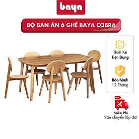 BÁO GIÁ Đảo Bếp Làm Bàn Ăn | Shopee Lazada Sendo Tiki mới nhất 36 Bộ Bàn Và 6 Ghế Ăn BAYA COBRA Làm Từ Gỗ Sồi Cao Cấp Với Đường Nét Vân Gỗ Đẹp Mắt Phối Màu Gỗ Tự Nhiên Mang Lại Vẻ Đẹp Tinh Tế Hoàn Hảo Cho Không Gian Bếp Nhà Bạn 1099188
