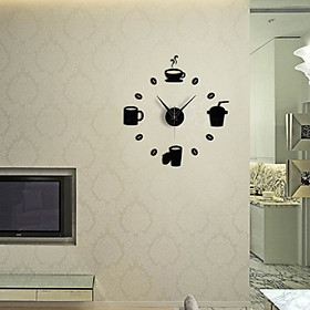 Mua Đồng hồ dán tường 3D bằng Mica kích thước nhỏ xinh kiểu dáng ly cafe độc đáo  kích thước đường kính 45cm-45cm