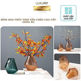 Mua Bình Hoa Thủy Tinh Cao Cấp Họa Tiết Chéo Kiểu Châu Âu DECOR LUXURY  - Hàng Nhập Khẩu