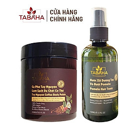 Combo Cà phê làm sạch da chết Tây Nguyên Tabaha 250ml + Nước xịt dưỡng tóc tinh dầu bưởi Tabaha 120ml