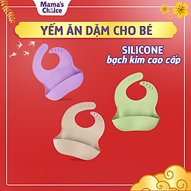 Yếm Ăn Dặm Silicone Mama's Choice Cao Cấp, Thiết Kế Đặc Biệt với Máng Chắn Thức Ăn và Nấc Điều Chỉnh Phù Hợp Với Bé