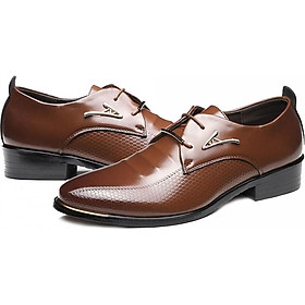British Men's Formal Shoes Texture Leather Pointed Banquet Dress Shoes Plus Size