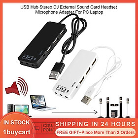 1buycart 3 Port USB 2.0 Hub + Headphone + Mic 7.1 CH Sound Adapter Multi Ports Splitter