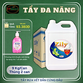 Nước Tẩy, Khử Mùi Đa Năng Zily Can 9Kg (2 Can/Thùng) - Tặng 1 Chai Nước Rửa Tay Zily 500Gr