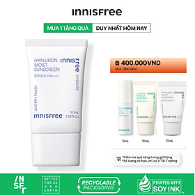 Kem chống nắng dưỡng ẩm & cải thiện nếp nhăn innisfree Hyaluron Moist Sunscreen Essence Texture SPF50+ PA++++ 50 mL