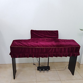 Mua Khăn Phủ đàn Piano điện nhung đỏ cao cấp may 2 lớp chắc chắn
