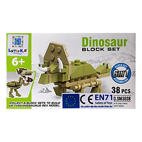 Bộ Xếp Hình Khủng Long 6In1 SM303B - The Triceratops (38 Mảnh Ghép)