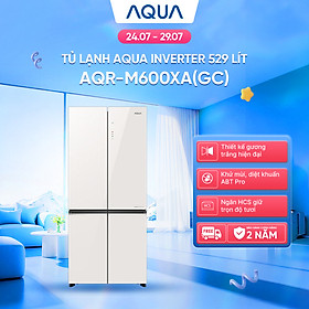 Tủ lạnh Aqua Inverter 529L AQR-M600XA(GC) - Mặt gương trắng - Bảo hành 2 năm - Freeship toàn quốc - Hàng chính hãng