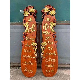 Mua Tranh câu đối cha mẹ  hình quả bầu bằng gỗ hương đỏ kt 30×127×4cm