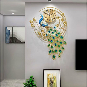 Đồng Hồ Treo Tường Trang Trí Vòng Tròn Chim Công