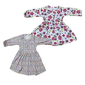 Combo 2 váy dài tay bé gái chất cotton size 1-7 (Giao màu ngẫu nhiên)