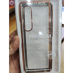 Ốp lưng Samsung galaxy Z Fold 3 trong suốt viền màu, hai mảnh hiệu Likgus - Hàng chính hãng