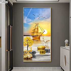 Mua Tranh Phong Cảnh Biển Treo Tường Phòng Khách - Tranh Canvas Thuyền Buồm Căng Gió