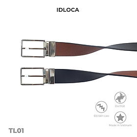Thắt lưng nam cao cấp IDLOCA - 2 mặt da bò nâu và đen, đầu xoay hợp kim nhập khẩu (dây nịt nam)