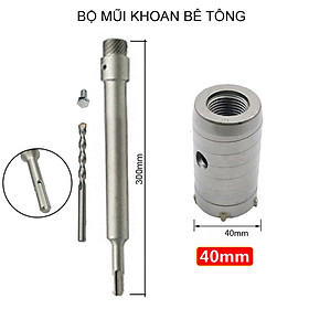 Mũi khoan khoét lỗ tường bê tông, gạch, cán dài 30cm