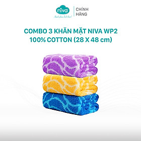 Combo 3 Khăn Mặt Cotton Tự Nhiên 100% Niva WP2 Thấm Hút Vượt Trội An Toàn