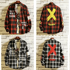 Áo sơ mi CARO UNISEX nam nữ in dấu X from chuẩn hàn quốc