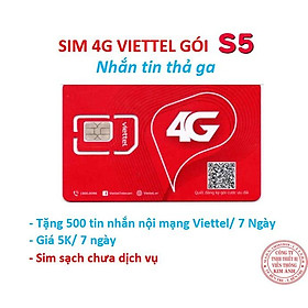 Bao chặn - Sim nghe gọi Viettel GÓI CƯỚC S5 ƯU ĐÃI 500 SMS MIỄN PHÍ CHỈ 5K