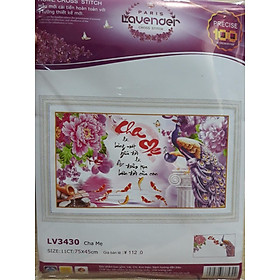 Tranh thêu chữ thập cha mẹ chim công LV3430 - 75 x 45 cm - chưa thêu