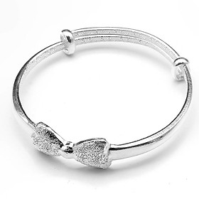 Lắc Tay Lắc Chân Trẻ Em Bạc Hiểu Minh LTE064 chiếc nơ xinh xắn