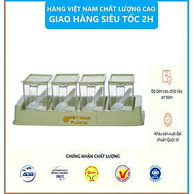 Bộ 4 Lọ Đựng Gia Vị Có Muỗng Nhựa Việt Nhật - Lọ Đựng Gia Vị Chất Liệu Nhựa PP An Toàn - Hàng Việt Nam - MÀU XANH