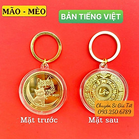 Móc Khóa Xu Con Mèo Vàng , chữ Lộc , quà tặng Tết 2023 - NELI - RƯỚC LỘC XUÂN